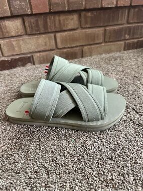 Hunter Original Criss Cross Slide Sandals Olive Green Size 8